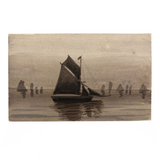 Sailboats on Water, Antique British Monochromatic Ink Wash Postcard