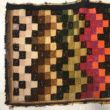 Fabulous Old Checkerboard Folk Art Hooked Rug, 29 x 48 Inches
