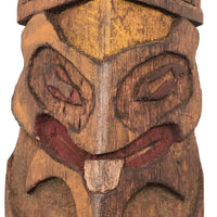 Fantastic Large (21" Tall) 1930s Boy Scout Carved Polychrome Totem Pole