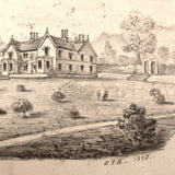 Miniature 19th Century Graphite Studies of Three British Estates by E.T. Billhouse