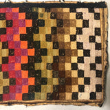 Fabulous Old Checkerboard Folk Art Hooked Rug, 29 x 48 Inches