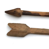 Pair of Old Carved Wooden Arrows