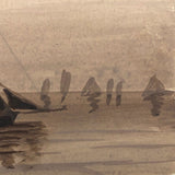 Sailboats on Water, Antique British Monochromatic Ink Wash Postcard