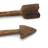 Pair of Old Carved Wooden Arrows