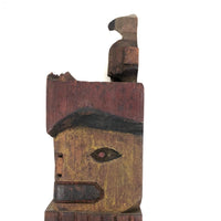 Fantastic Large (21" Tall) 1930s Boy Scout Carved Polychrome Totem Pole