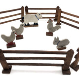 Sweet Old Folk Art Farm Animals and Fence Set