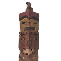 Fantastic Large (21" Tall) 1930s Boy Scout Carved Polychrome Totem Pole