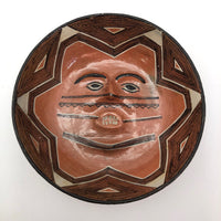 Pair of Canelos Quichia Ecuadorian Pottery Bowls with Face and Bird