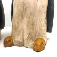 Large Carved and Painted Penguins - A Couple