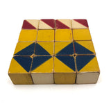 Prized Old Set of 16 Color Cubes in Custom Wooden Box