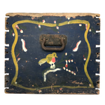 Antique Blue Painted Trunk Side with Yellow Bird on Branch