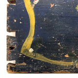 Antique Blue Painted Trunk Side with Yellow Bird on Branch