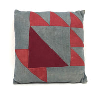 Lovely Handmade Red and Blue Quilt Pillow