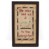 A Lamb to the Slaughter, Unusual Antique Punched Paper Embroidery