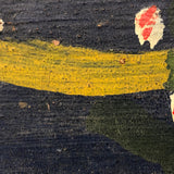Antique Blue Painted Trunk Side with Yellow Bird on Branch