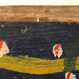 Antique Blue Painted Trunk Side with Yellow Bird on Branch
