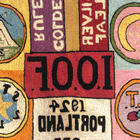 SOLD (MG) International Order of Odd Fellows 1924 Portland, Oregon Hooked Rug