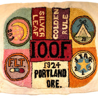 SOLD (MG) International Order of Odd Fellows 1924 Portland, Oregon Hooked Rug