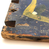 Antique Blue Painted Trunk Side with Yellow Bird on Branch