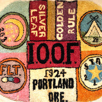 SOLD (MG) International Order of Odd Fellows 1924 Portland, Oregon Hooked Rug