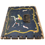 Antique Blue Painted Trunk Side with Yellow Bird on Branch