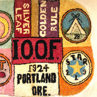 SOLD (MG) International Order of Odd Fellows 1924 Portland, Oregon Hooked Rug