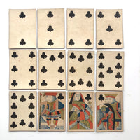 Rare Hunt and Sons 1830s British Playing Cards, Heavy Stock, Clubs