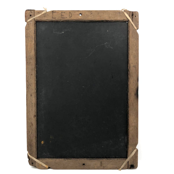 Antique School Slate with Carved Initials and Wrapped Corners