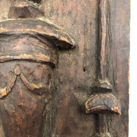Wonderful Antique Folk Art Carved Wood Panel with Angel