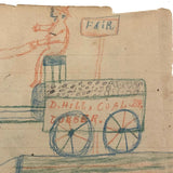 Elmer S. Hill, Haydenville MA, 1880s Double-Sided Drawing with Horse-Drawn Coal Cart