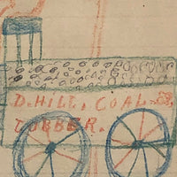 Elmer S. Hill, Haydenville MA, 1880s Double-Sided Drawing with Horse-Drawn Coal Cart