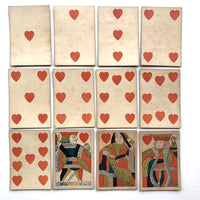 Rare Hunt and Sons 1830s British Playing Cards, Heavy Stock, Hearts