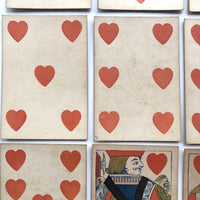 Rare Hunt and Sons 1830s British Playing Cards, Heavy Stock, Hearts