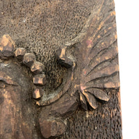 Wonderful Antique Folk Art Carved Wood Panel with Angel
