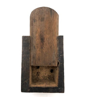 Old Wooden Box with Carved Tombstone Lid