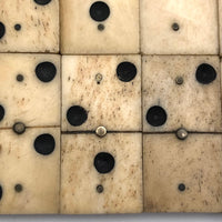 Lovely Antique Bone and Ebony Double Six Dominoes with Brass Spinners, Complete Set