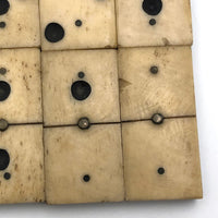 Lovely Antique Bone and Ebony Double Six Dominoes with Brass Spinners, Complete Set