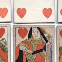 Rare Hunt and Sons 1830s British Playing Cards, Heavy Stock, Hearts