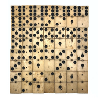Lovely Antique Bone and Ebony Double Six Dominoes with Brass Spinners, Complete Set