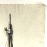 Early 19th Century French Neoclassical Charcoal Drawing of Caryatid with Oar