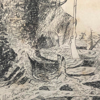 1884 Graphite Drawing of Pensive Native American by Adella Fanton