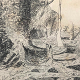 1884 Graphite Drawing of Pensive Native American by Adella Fanton