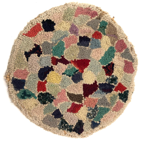 Colorful Old Hooked Round Mat