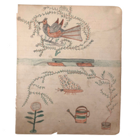 Elmer S. Hill, Haydenville MA, 1880s Double-Sided Drawing with Lots of Animals