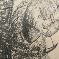 1884 Graphite Drawing of Pensive Native American by Adella Fanton