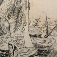1884 Graphite Drawing of Pensive Native American by Adella Fanton
