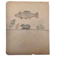 Elmer S. Hill, Haydenville MA, 1880s Double-Sided Drawing with Lots of Animals