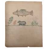 Elmer S. Hill, Haydenville MA, 1880s Double-Sided Drawing with Lots of Animals
