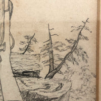 1884 Graphite Drawing of Pensive Native American by Adella Fanton