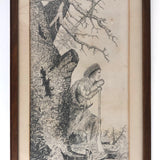 1884 Graphite Drawing of Pensive Native American by Adella Fanton